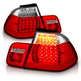 AmeriLite 4 Door L.E.D Taillights Red/Clear 4 Pcs For Bmw 3 Series E46 - Passenger and Driver Side