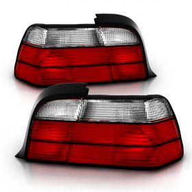 AmeriLite 2 Door Taillights Red/Clear For Bmw 3 Series E46 - Passenger and Driver Side