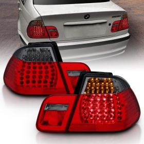 AmeriLite 4 Door LED Replacement Taillights Red/Smoke 4Pcs Set For BMW 3 Series E46 - Passenger and Driver Side