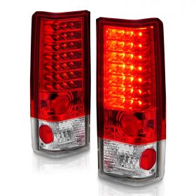 AmeriLite for 1985-2005 GMC Chevy Astro Safari Van Crystal Red LED Replacement Tail Lights Assembly Pair - Passenger and Driver Side