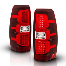 AmeriLite Red/Clear LED Tail Lights For Chevy Avalanche - Passenger and Driver Side