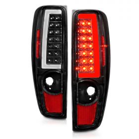 AmeriLite for 2004-2012 Chevy Colorado GMC Canyon Black C-Type LED Tube Tail Lights Pair - Passenger and Driver Side