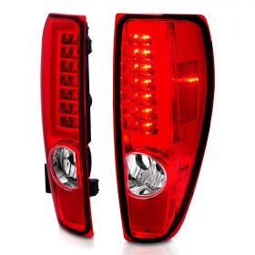 AmeriLite for 2004-2012 Chevy Colorado GMC Canyon Ruby Red C-Type LED Tube Tail Lights Pair - Passenger and Driver Side