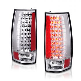 AmeriLite Chrome LED Replacement Tail Lights Set For Chevy GMC Tahoe / Suburban / Yukon - Passenger and Driver Side
