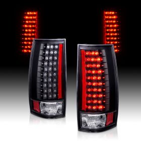 AmeriLite Black Replacement LED Tail Lights for Chevy Tahoe / Suburban / Yukon - Passenger and Driver Side