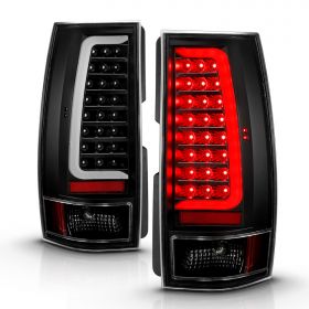 AmeriLite for 2007-2014 Chevy Tahoe Suburban / GMC Yukon XL Denali Replacement Clear Black C-Type LED Tube Tail Lights Set - Passenger and Driver Side