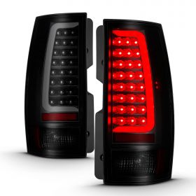 AmeriLite for 2007-2014 Chevy Tahoe Suburban / GMC Yukon XL Denali Replacement Dark Black C-Type LED Tube Tail Lights Set - Passenger and Driver Side
