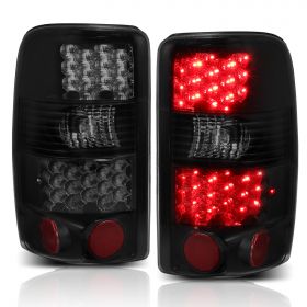 AmeriLite for 2000-2006 Chevy Tahoe/Suburban : GMC Yukon Smoke Black LED Brake Tail Lights Assembly Set - Passenger and Driver Side