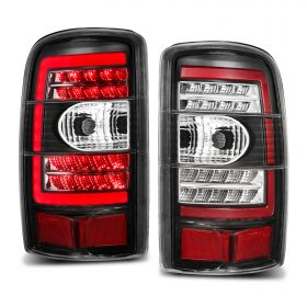 AmeriLite for 2000-2006 Chevy Tahoe Suburban/GMC Yukon Denali XL Black LED Tube Replacement Taillights Assembly Brake Lamps Set - Passenger and Driver Side