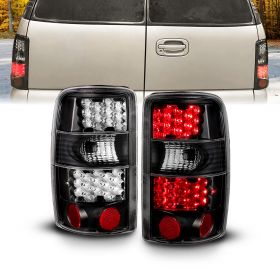 AmeriLite for 2000-2006 Chevy Tahoe/Suburban : GMC Yukon Black LED Replacement Brake Tail Lights Set - Passenger and Driver Side