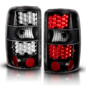 AmeriLite for 2000-2006 Chevy Tahoe/Suburban : GMC Yukon Black LED Replacement Brake Tail Lights Set - Passenger and Driver Side