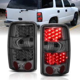 AmeriLite for 2000-2006 Chevy Tahoe/Suburban : GMC Yukon Smoke LED Brake Tail Lights Assembly Set - Passenger and Driver Side