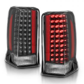 AmeriLite Black LED Tail Lights For Cadillac Escalade - Passenger and Driver Side
