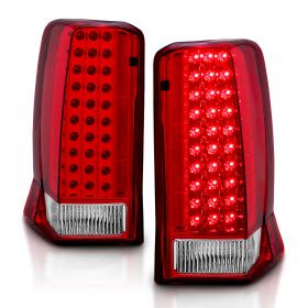 AmeriLite Red/Clear LED Tail Lights For Cadillac Escalade - Passenger and Driver Side