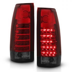 AmeriLite for 1988-1999 Chevy GMC Full Size C/K Series Pickup Truck Red Smoke LED Replacement Taillights Assembly Pair - Passenger and Driver Side
