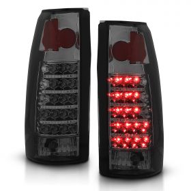 AmeriLite for 1988-1999 Chevy GMC Full Size C/K Series Pickup Truck Smoke LED Replacement Taillights Assembly Pair - Passenger and Driver Side