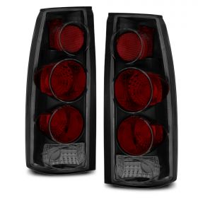 AmeriLite for Chevy GMC [C/K Truck Silverado Sierra Suburban Blazer Tahoe Yukon] Altezza Style Dark Black Replacement Tail Lights Set - Passenger and Driver Side