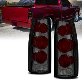 AmeriLite for Chevy GMC [C/K Truck Silverado Sierra Suburban Blazer Tahoe Yukon] Altezza Style Smoke Replacement Tail Lights Set - Passenger and Driver Side