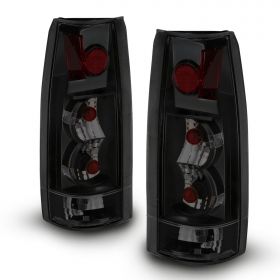 AmeriLite Black/Smoke Replacement Brake Tail Lights Set For Chevy GMC Full Size Silverado Suburban Tahoe Sierra - Passenger and Driver Side