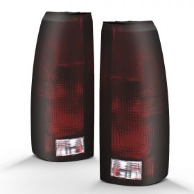 AmeriLite for 1988-2000 Chevy GMC C/K Silverado Sierra Pickup Tahoe FullSize Blazer Suburban OE Dark Red Rear Brake Lamp Replacement Tail Lights Assembly Pair - Driver and Passenger Side