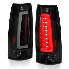 AmeriLite for 1988-1999 Chevy GMC C/K Full Size Tahoe Suburban C-Type LED Tube Tail Lights Set - Passenger and Driver Side (Smoke)