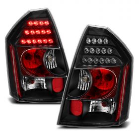 AmeriLite L.E.D Taillights Black For Chrysler 300/300C - Passenger and Driver Side