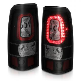 AmeriLite for 2003-2006 Chevy Silverado 1500 2500 3500 04-06 Sierra Smoke Black LED Replacment Taillights Brake Lamp Set - Passenger and Driver Side