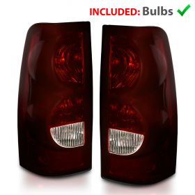 AmeriLite for 1999-2002 Chevy Silverado / 99-06 GMC Sierra Pickup OE Dark Red Replacement Tail Lights Pair - Passenger & Driver Side