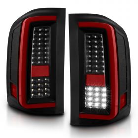 AmeriLite Crystal [Full LED] Light Tube Replacement Taillights for 2007-13 Chevy Silverado 1500 2500HD 3500HD Pair - Driver and Passenger Side