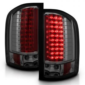 AmeriLite for 2007-2013 Chevy Silverado 1500/2500/3500 & GMC Sierra 3500HD Smoke LED Replacement Taillights Assembly - Passenger and Driver Side