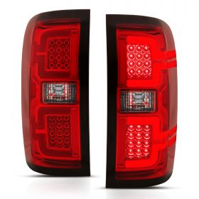 AmeriLite Replacement Taillights for 2014-2018 Chevy Silverado 1500 2500 3500 GMC Sierra Red Sequential LED Tube Pair - Driver and Passenger Side
