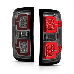AmeriLite Replacement Taillights for 2014-2018 Chevy Silverado 1500 2500 3500 GMC Sierra Smoke Sequential LED Tube Pair - Driver and Passenger Side