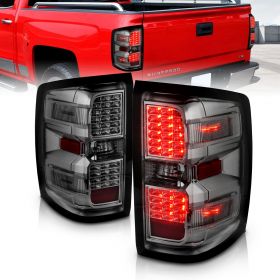 AmeriLite for Chevy Silverado 1500 2500 3500 GMC Sierra 3500HD LED Smoke Replacement Tail Light Assembly Pair - Passenger and Driver Side