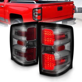 AmeriLite for Chevy Silverado 1500 2500 3500 GMC Sierra 3500HD LED Tube Smoke Replacement Tail Light Assembly Pair - Passenger and Driver