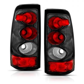 AmeriLite Carbon Rear Brake Tail Lights Replacement Set for 2003-2006 Chevy Silverado Truck - Passenger and Driver Side