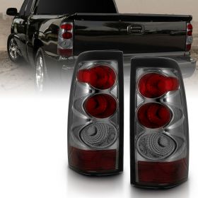 AmeriLite Smoke Rear Brake Tail Lights Replacement Set For Chevy Silverado Truck - Passenger and Driver Side