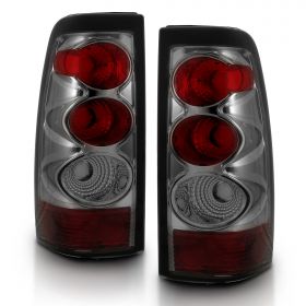 AmeriLite Smoke Rear Brake Tail Lights Replacement Set For Chevy Silverado Truck - Passenger and Driver Side