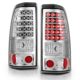 AmeriLite Chrome LED Replacement Brake Tail Lights Set For 03-06 Chevy Silverado - Passenger and Driver Side