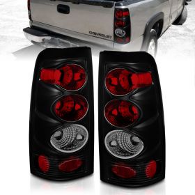 AmeriLite for 1999-2002 Chevy Silverado 99-2006 GMC Sierra Dark Black Replacement Brake Tail Lights Set - Passenger and Driver Side