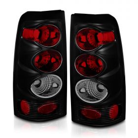 AmeriLite for 1999-2002 Chevy Silverado 99-2006 GMC Sierra Dark Black Replacement Brake Tail Lights Set - Passenger and Driver Side