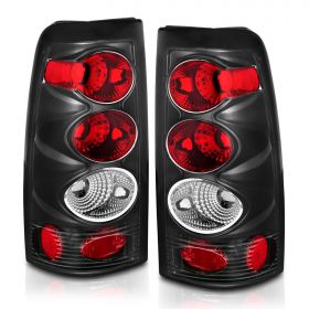 AmeriLite for 1999-2002 Chevy Silverado 99-06 GMC Sierra Altezza Black Replacement Brake Tail Lights Set - Passenger and Driver Side