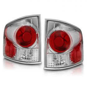 AmeriLite for 94-04 Chevy S-10 / GMC Sonoma Chrome Red Replacement Brake Lamp Tail Lights Assembly Set - Passenger and Driver Side