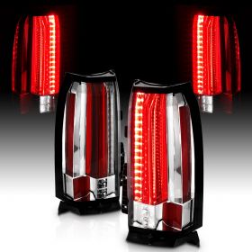 AmeriLite Chrome Intense LED Parking Light Bar LED Brake and Reverse Tail Lights For 2015-2018 Chevy Suburban Tahoe SUV