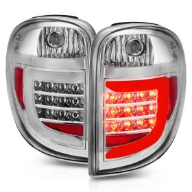 AmeriLite C-Type LED Tube Chrome Replacement Tail Light Assembly for 2004-2007 Dodge Grand Caravan for Chrysler Town & Country - Driver and Passenger Side