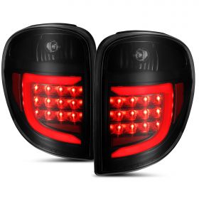 AmeriLite C-Type LED Tube Smoke Black Replacement Tail Light Assembly for 2004-2007 Dodge Grand Caravan for Chrysler Town & Country - Driver and Passenger Side
