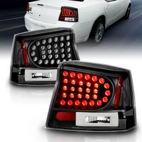 AmeriLite Black LED Replacement Brake Tail Lights Set For 06-08 Dodge Charger - Passenger and Driver Side