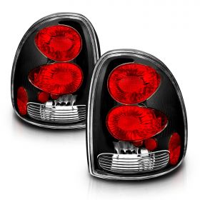 AmeriLite Black Euro Tail Lights For Dodge Caravan - Passenger and Driver Side