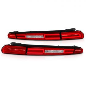 AmeriLite for 2008-2014 Dodge Challenger Coupe Red LED Tube Tail lights Brake Rear Lamp Set - Passenger and Driver Side