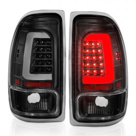 AmeriLite for 1997-2004 Dodge Dakota C-Type LED Black Tail Lights Brake Lamps Set - Passenger and Driver Side
