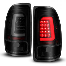 AmeriLite for 1997-2004 Dodge Dakota C-Type LED Dark Smoked Tail Lights Brake Lamps Set - Passenger and Driver Side